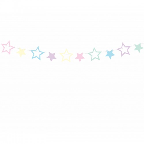 Grinalda Estrelas Cores Pastel